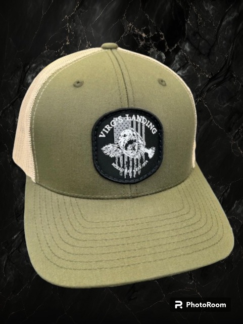 od green and tan patch hat